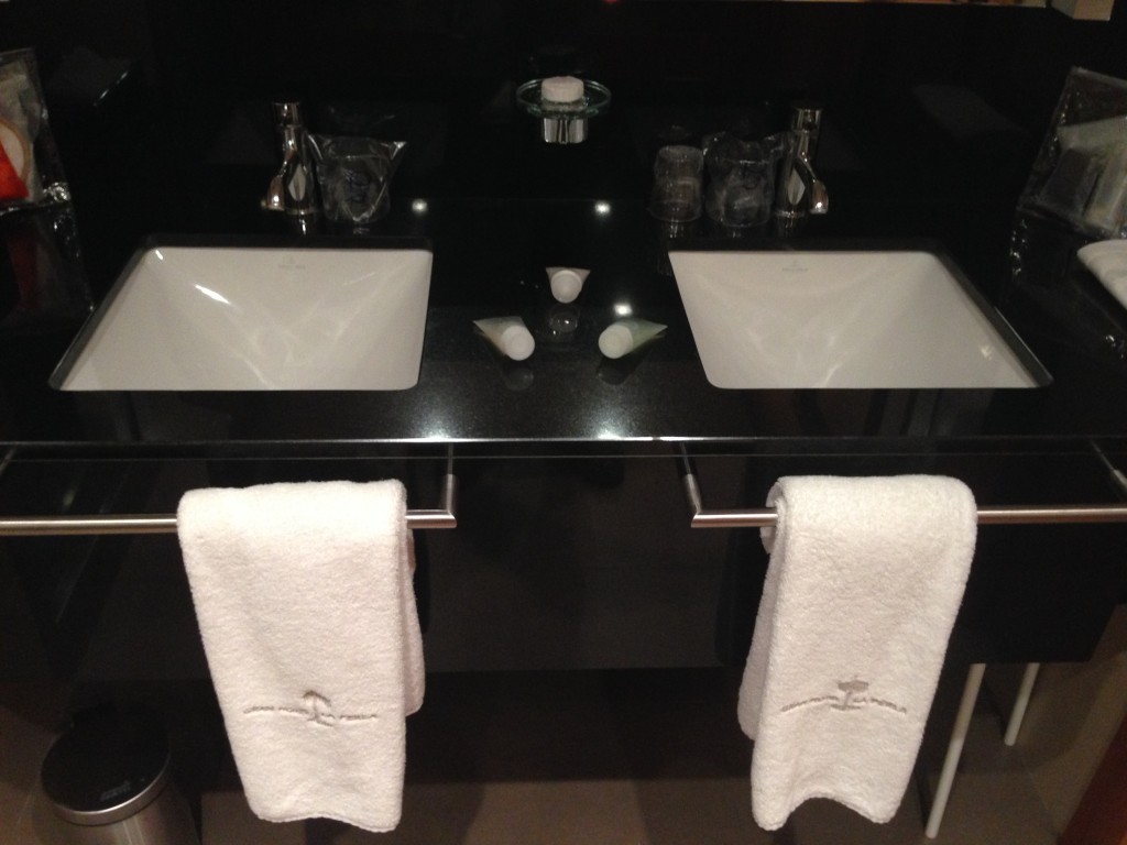 Sink, and amenity kits.