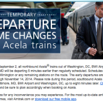Amtrak Acela Express Departure Time Changes